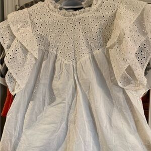 a new day White Eyelet Ruffle Blouse